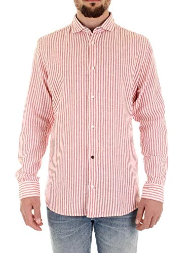 Jack and Jones Mens Casual Office Long Sleeve Stripped Cotton Slim Fit Shirt Faded Rose