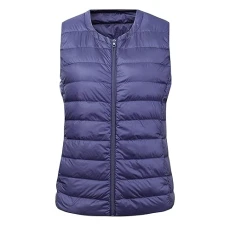 Jackets for Women UK Winter Light Down Zipper Jacket Tops with Lnternal Pocket Large Size Slim Fit Sleeveless Short Portable Waistcoat Comfortable Warm Sport Coat Outdoor