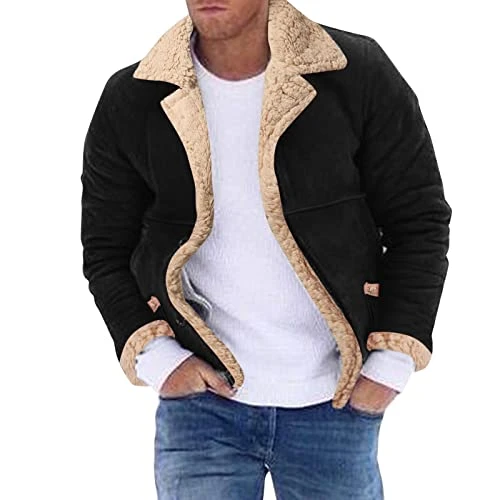 Jackets Men Elegant Plus Size Winter Coat Men Quilted Leather Jacket Long Sleeve Lapel Collar Thick Coat Lightweight Padded Jacket Man Hood, Black/White, 4X-Large