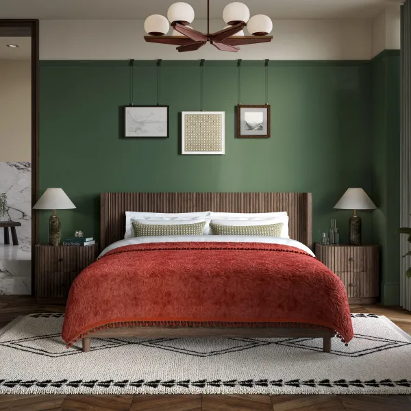 Jacob Bed & Bedside Set - Dark Wood / Brown Marble, Super King