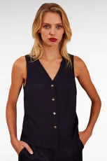 Jakson Sustainable Satin Back Crepe Waistcoat - Navy Jakson Sustainable Satin Back Crepe Waistcoat - Navy
