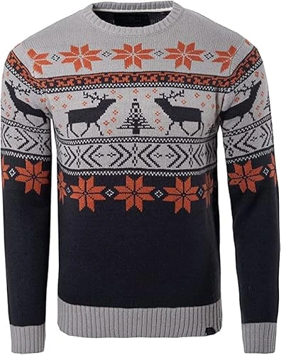 James Derby Mens Christmas Jumper Xmas/Reindeer Stag Nordic Stag Festive Christmas Jumper S - 3XL (F