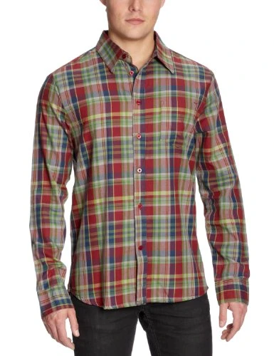 Jamestown Woven Long Sleeve Shirt Red maroon Size:S