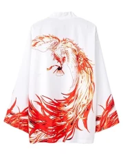 Japanese Clothing/Kimono Robe/Japanese Kimono/Dragon Clothing/Kimono Dress/Kimono Cardigan/Japanese Gifts/Japanese Shirt (UK, Alpha, One Size, Regular, Regular, White Phoenix)