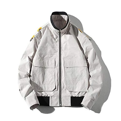 Japanese Street Retro Pocket Zipper Baseball Uniform Tooling Trench Coat Men Bomber Pilot Motorcycle Jacket Men Coat Khaki