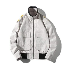 Japanese Street Retro Pocket Zipper Baseball Uniform Tooling Trench Coat Men Bomber Pilot Motorcycle Jacket Men Coat Khaki