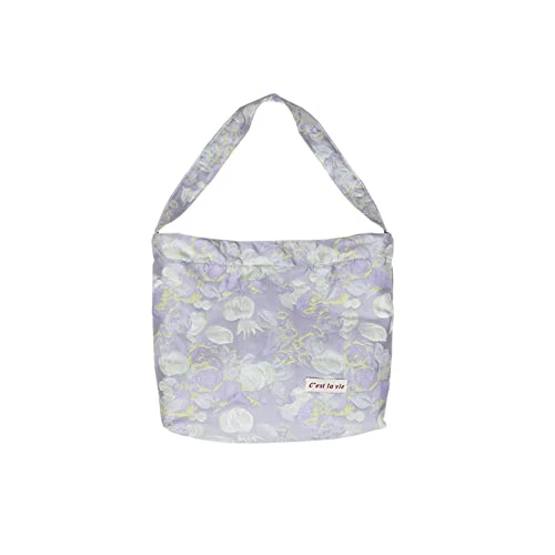Japanese Style Canvas Art Pattern Big Capacity Tote Shoulder Bags Leisure Lazy Shopping Handbags Messenger Bags Top-Handle Bags for Women A12