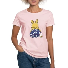 Japanese Style Rabbit with Purse T Shirt Womens Crew Neck Cotton T-Shirt, Comfortable & Soft Classic Tee Light Pink Japanese Style Rabbit with Purse T Shirt Womens Crew Neck Cotton T-Shirt, Comfortable & Soft Classic Tee Light Pink