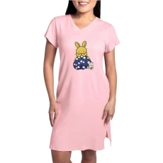 Japanese Style Rabbit With Purse T Shirt Women's Nightshirt, Soft Long Pajama Shirt, Cotton PJs/Pyjamas Pink Japanese Style Rabbit With Purse T Shirt Women's Nightshirt, Soft Long Pajama Shirt, Cotton PJs/Pyjamas Pink