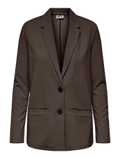 JDY Women's Long Sleeve Blazer Chic Basic Cardigan Work Jacket Coat JDYLOUISVILLE with 2 Buttons, Colours:Brown, Size:XS