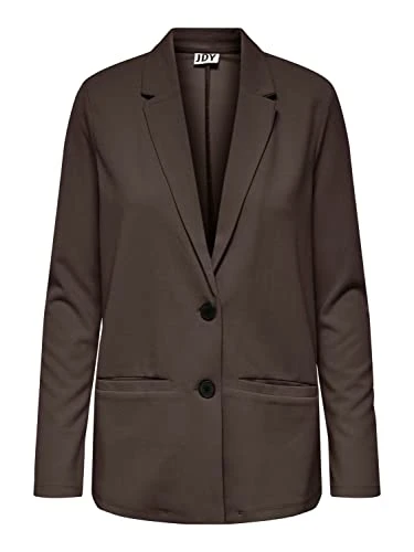 JDY Women's Long Sleeve Blazer Chic Basic Cardigan Work Jacket Coat JDYLOUISVILLE with 2 Buttons, Colours:Brown, Size:XS