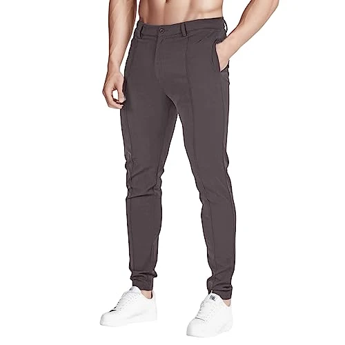 Jean Stretch Men's Four Seasons Plain Slim Straight Leg Long Casual Trousers Evening Trousers Men, gray, M