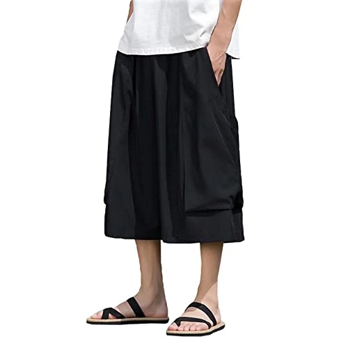 Jeans Boys Model Men's Slim Straight Cotton Seven Point Trousers Summer Leisure Trousers Men's Breathable Trousers Wide Jogging Bottoms Men, black, 4XL