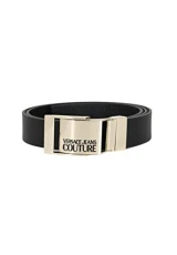 JEANS COUTURE Black Belt for Men and Women with Logo Buckle 100, Black