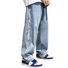 Jeans Men's Spring Fashion Casual Splice Youth Fashion Street Simple Washed Straight Leg Zipper Jeans Stretch Trousers Men, U0928a-blue, M Jeans Men's Spring Fashion Casual Splice Youth Fashion Street Simple Washed Straight Leg Zipper Jeans Stretch Trousers Men, U0928a-blue, M