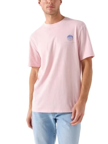 Jeans Short Sleeve T-Shirt with Back Print for Men Men, 610 Light Pink, M