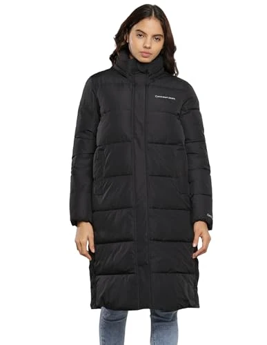 Jeans Women Coat Monologo Non Down Long Puffer Winter, Black (Ck Black), L