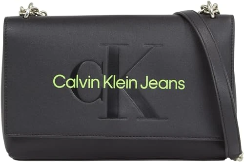Jeans Women Shoulder Bag Sculpted Flap Medium, Black (Black/Dark Juniper), One Size
