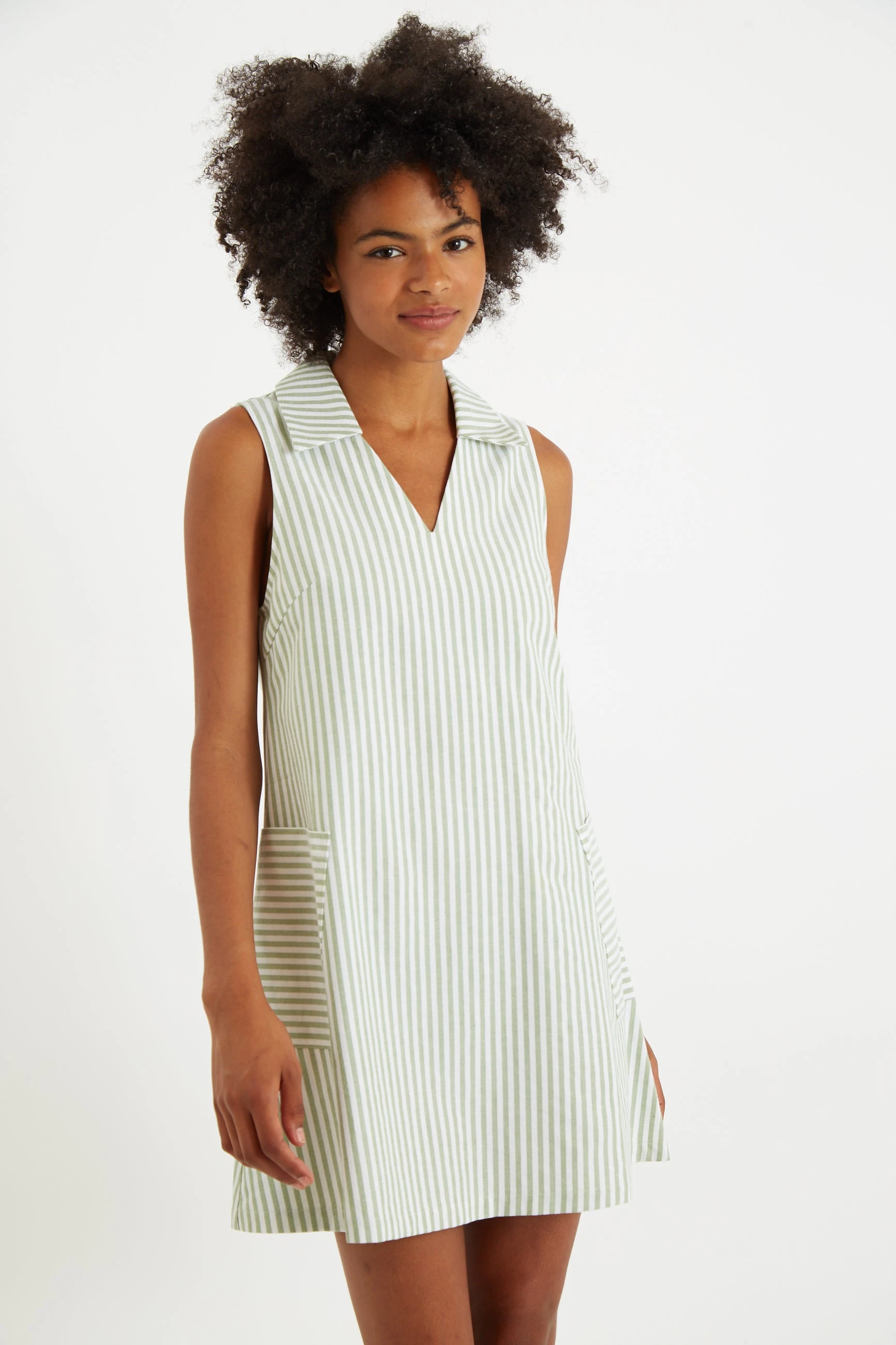 Jerrika Sail Stripe A ine Mini Dress Green