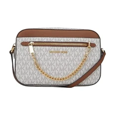 Jet Set Large Leather Crossbody Bag (Vanilla Sig/Luggage)