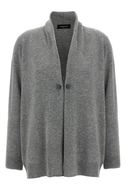 Jewel brooch cardigan - Gray