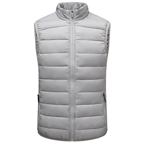 Jodie Womens Puffer Vest Lightweight Packable Down Alternative Vest Jacket, Gray, M