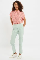 Joele Summer Gingham Slim Trouser In Mint - green Cotton 3
