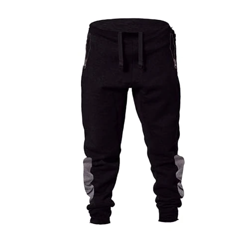 Joggers for Kid's UK Loose-Fit Boys Sweatpants Ankle Contrast Panel Fleece Bottoms (9-10 Years, Blac