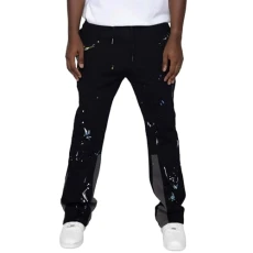 Jogging Bottoms Men's Loose Fit Chino Trousers Elegant Wide Leg Printed Flared Trousers Lightweight Loose Breathable Sports Trousers Comfortable Everyday Trousers with Drawstring Training Trousers,