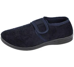 Jo&Joe Mens Tartan Cord Faux Suede Fleece Touch Close Strap Moccasin Slippers Size 6-12 (UK 8/ EU 42, Navy) Jo&Joe Mens Tartan Cord Faux Suede Fleece Touch Close Strap Moccasin Slippers Size 6-12 (UK 8/ EU 42, Navy)