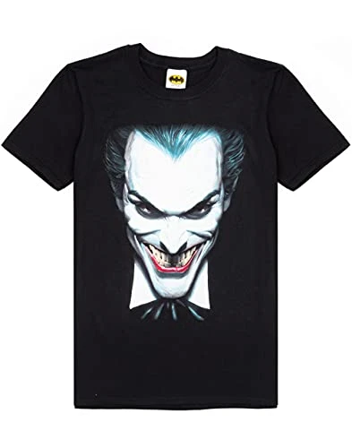 Joker T-Shirt for Men | Clown Face Short Sleeve Black Cosplay Top | Supervillain Merchandise