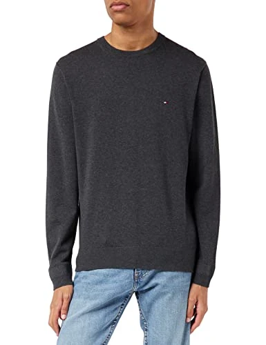 - Jumper Men - Mens Designer Jumper - Grey Jumper Mens - Men Sweater - Men's Core Cotton-Silk Crew N