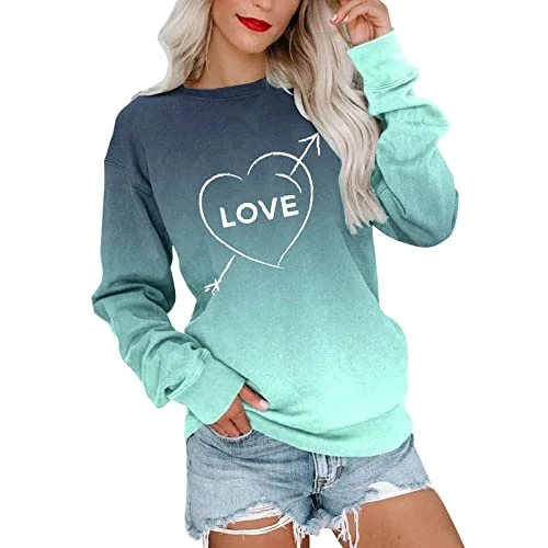 Jumper Women Hip Hop Jumpers for Mum Crew Womens Fashion Valentine's Day for Love Pattern Gradient P