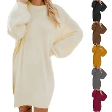 Jumpers Dresses for Women UK Sale Long Sleeve Knitted Dress Oversized Soft Warm Sweater Dress Elegant Party Dreses Fall Winter Long Tunic Dress for Leggings Plus Size