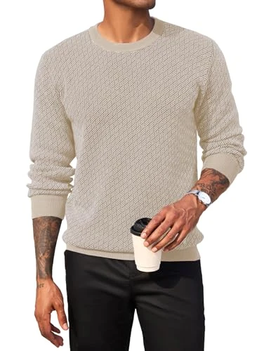 Jumpers for Men Crew Neck Jumper Long Sleeve Knitted Sweater Winter Sweater Sweatshirt Fine Knit Jum