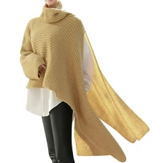Jumpers for Women UK Cheap Ugly Christmas Sweater Women Coronation Gifts Holiday Womens Turtleneck Long Batwing Sleeve Asymmetric Hem Casual Pullover Sweater Knit Tops Sale Promotion Khaki