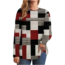 Jumpers for Women UK Plus Size 8/20 Sale Casual Round Neck Long Sleeve Sweater Flannel Pullover Eleg