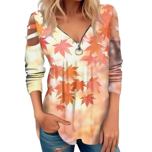 Jumpers for Women Uk Top Ladies Sweatshirt Casual Office Blouse Tunic Top Christmas Jumpers Ladies Ladies Sweatshirts Size 18 Plus Size Party Tops(Orange,3XL)