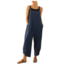 Jumpsuit For Women Uk Summer Dungarees Loose Plus Size Wide Leg Rompers with Pockets Cold Shoulder S