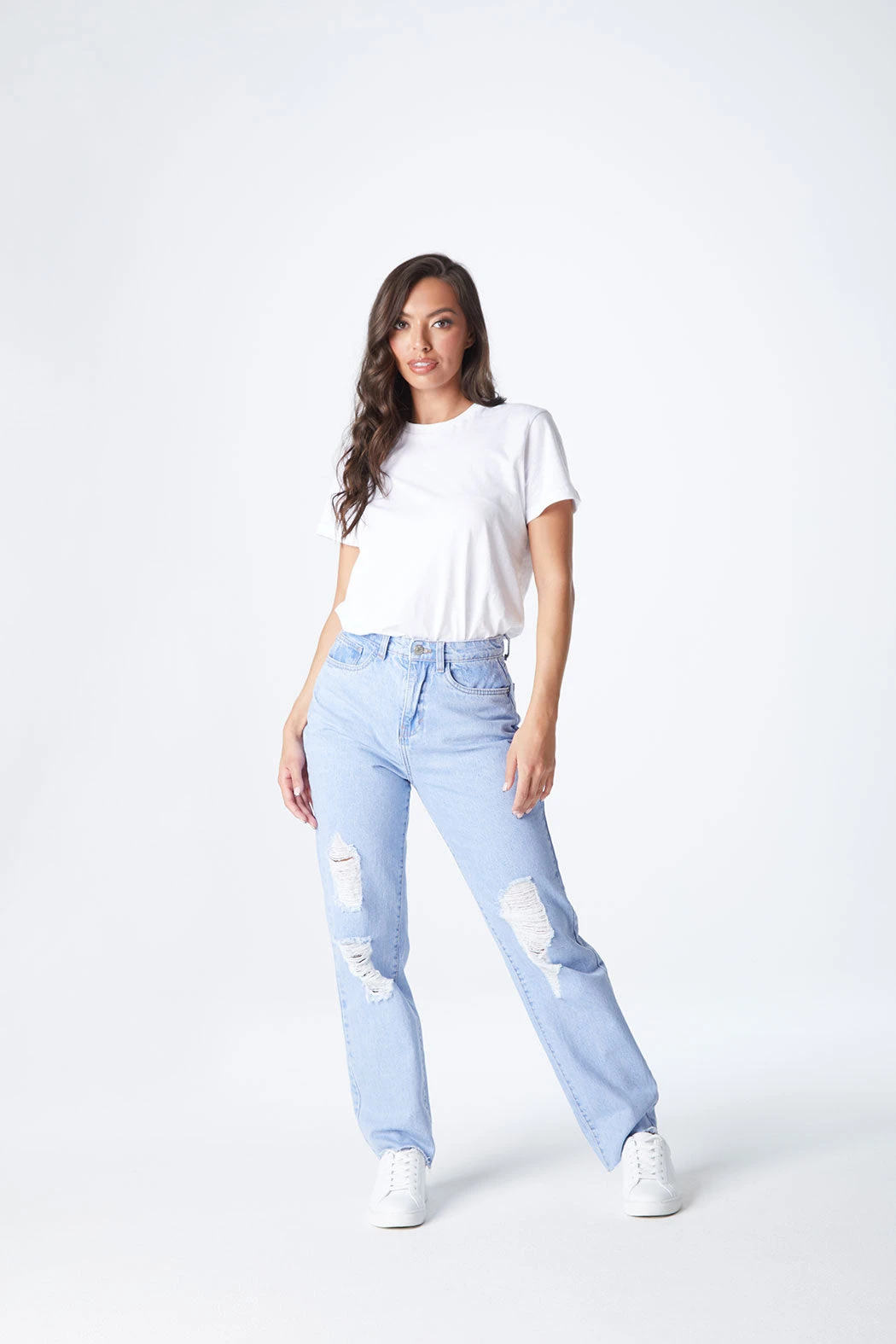 Juni Ripped Mom Jeans Blue / 16