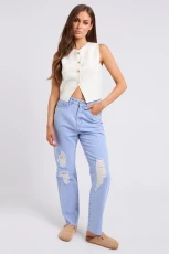 Juni Ripped Mom Jeans Blue /