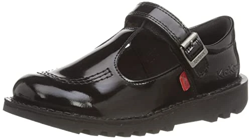 Junior Girl's Kick T Vel School Uniform Shoe, Patent Black, 2.5 UK