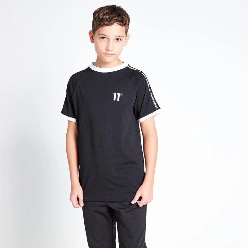 Junior Taped Ringer T-Shirt - Black