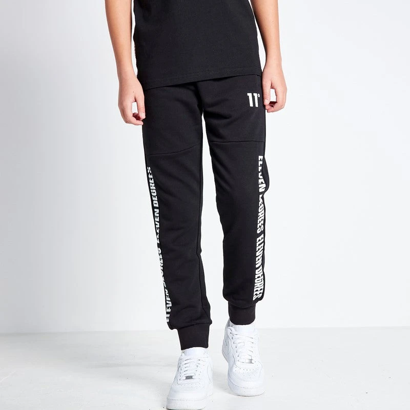 Junior Text Panel Cut and Sew Joggers - Black