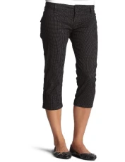 Juniors Yolda Striped Cigarette Below The Knee Knicker, Black/Ivory, 13 Juniors Yolda Striped Cigarette Below The Knee Knicker, Black/Ivory, 13