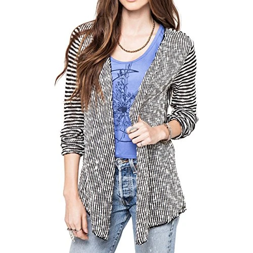 Junior's Zane Striped Cardigan - Black - Large