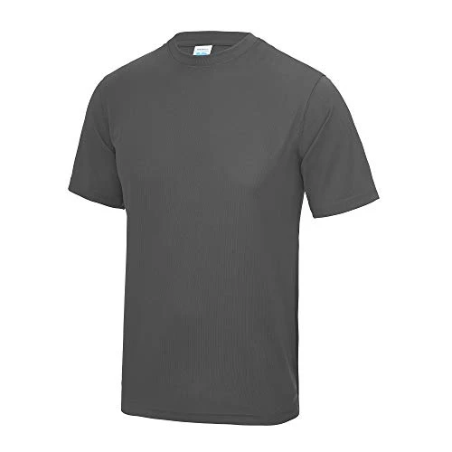 Just Cool Mens Performance Plain T-Shirt (M) (Charcoal)