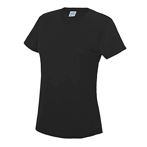 Just Cool Women's Sports Plain-coloured T-Shirt, Womens, jet black, Medium