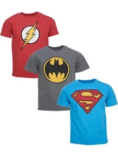 Justice League Batman Superman Flash Big Boys 3 Pack T-Shirts 14-16 Justice League Batman Superman Flash Big Boys 3 Pack T-Shirts 14-16