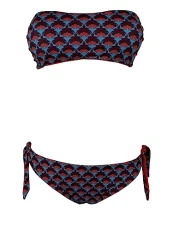 Justmine Bikini Woman Band Lined Reversible Fantasy B2770 8026 Made in Italy (44, Turquoise/Red/Plum)
